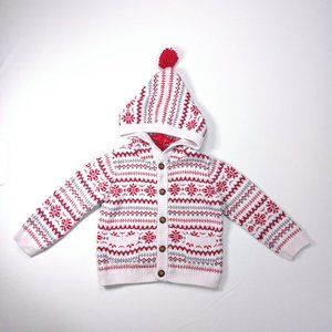 Gymboree Colourful  Fair Isle Knit Cardigan Sweater With Hood 12-18M